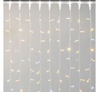 Гирлянда Занавес с Колпачком 2 x 3 м Тепло-Белый с Мерцанием Белого Диода 220В, 600 LED, Провод Прозрачный ПВХ, IP65 LTC PCL602BLWCAP-10-2WW