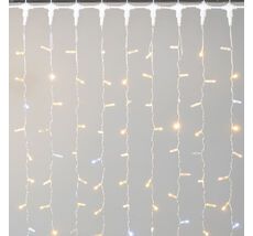 Гирлянда Занавес с Колпачком 2 x 3 м Тепло-Белый с Мерцанием Белого Диода 220В, 600 LED, Провод Прозрачный ПВХ, IP65 LTC PCL602BLWCAP-10-2WW
