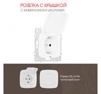 Розетка с заземлением шторками и защитной крышкой 16A 250V Arte Milano 205.41-1.white