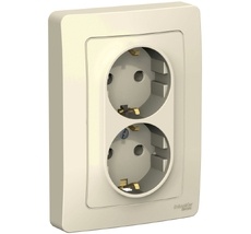 Розетка встраиваемая двойная с заземлением (молочный) Systeme Electric BLNRS001022