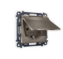 Розетка Ambrella Volt ALFA с заземлением с шторками и защитной крышкой 2P+E 16A-250V IP44 QUANT MA638010_AMB