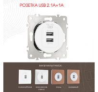 Розетка USB 2.1А+1А Arte Milano 202.46-1.white