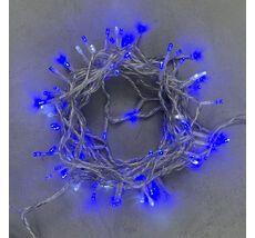 Гирлянда Нить 10м Синяя с Мерцанием Белого Диода 24В, 100 LED, Провод Прозрачный ПВХ, IP54 PST100BLW-10-1B