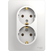 Розетка встраиваемая двойная с заземлением (белый) Systeme Electric GSL000124