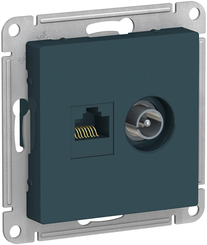 ТВ-розетка встраиваемая и Ethernet RJ-45 (изумрудный) Systeme Electric ATN000889