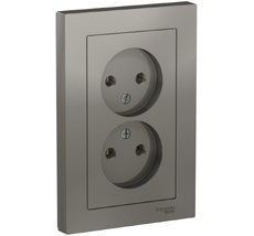 Розетка встраиваемая двойная без заземления (сталь) Systeme Electric ATN000920