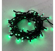 Гирлянда Нить 10м Зеленая 24В, 75 LED, Провод Черный Каучук, IP65 LL75-1-1G