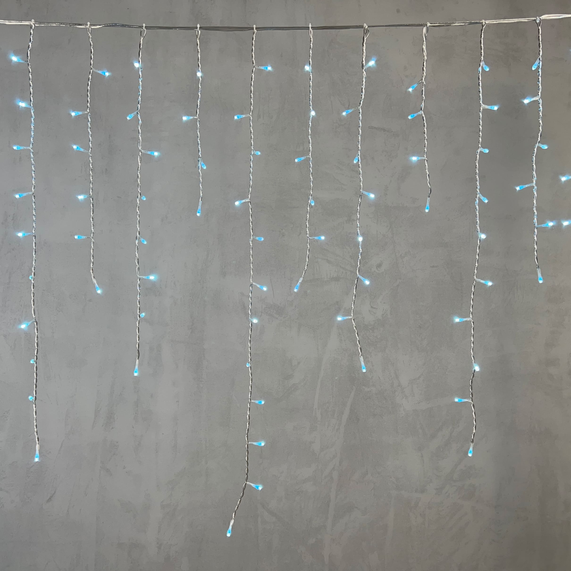 Гирлянда Бахрома 5 x 0,9 м Небесно-Голубая 220В, 348 LED, Провод Прозрачный Силикон, IP65 ECC348-10-2SB