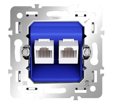 Механизм розетки компьютерной двойной RJ45+RJ45 кат.6 S70 VLS0602M