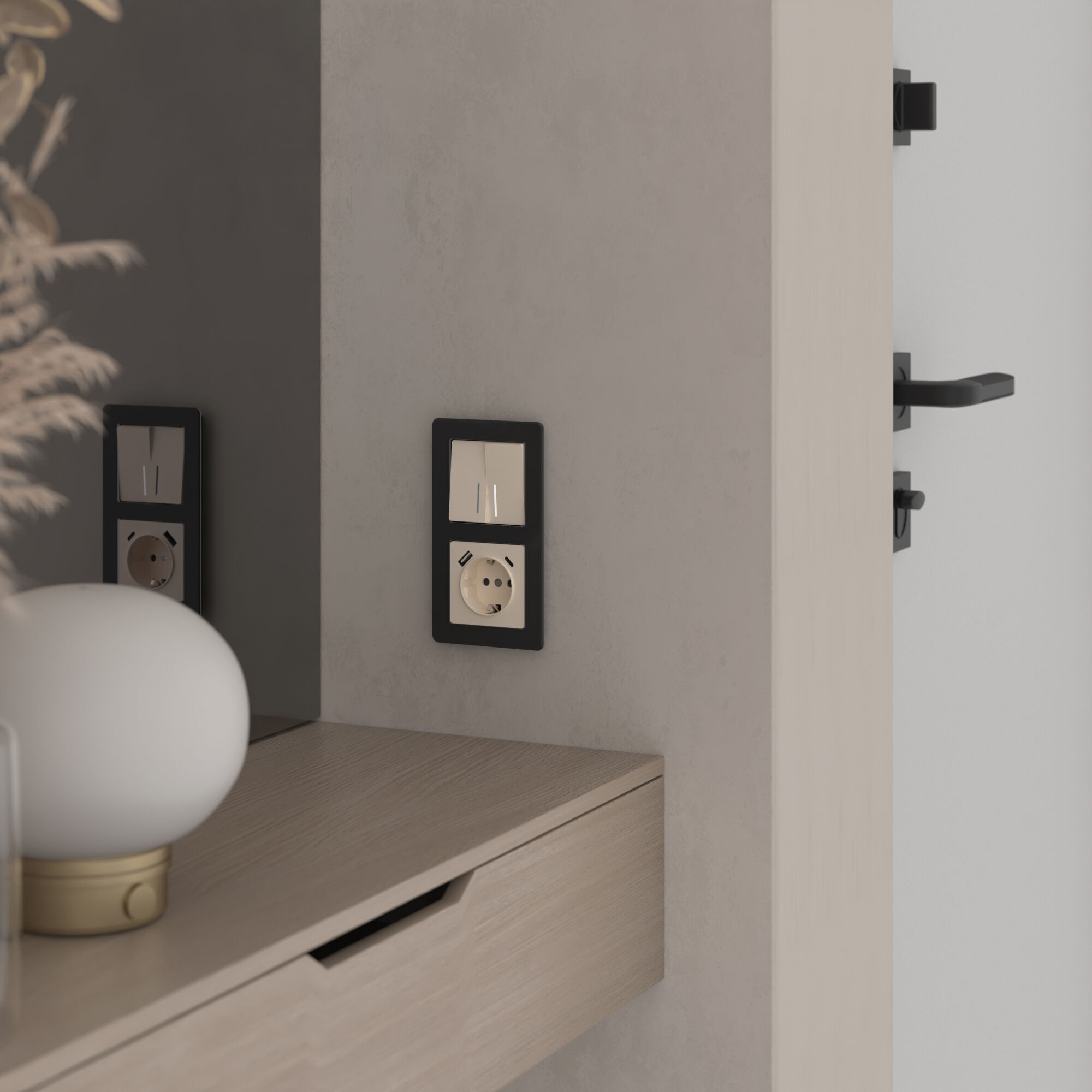 Выключатель двухклавишный проходной с подсветкой Werkel a064059_WR