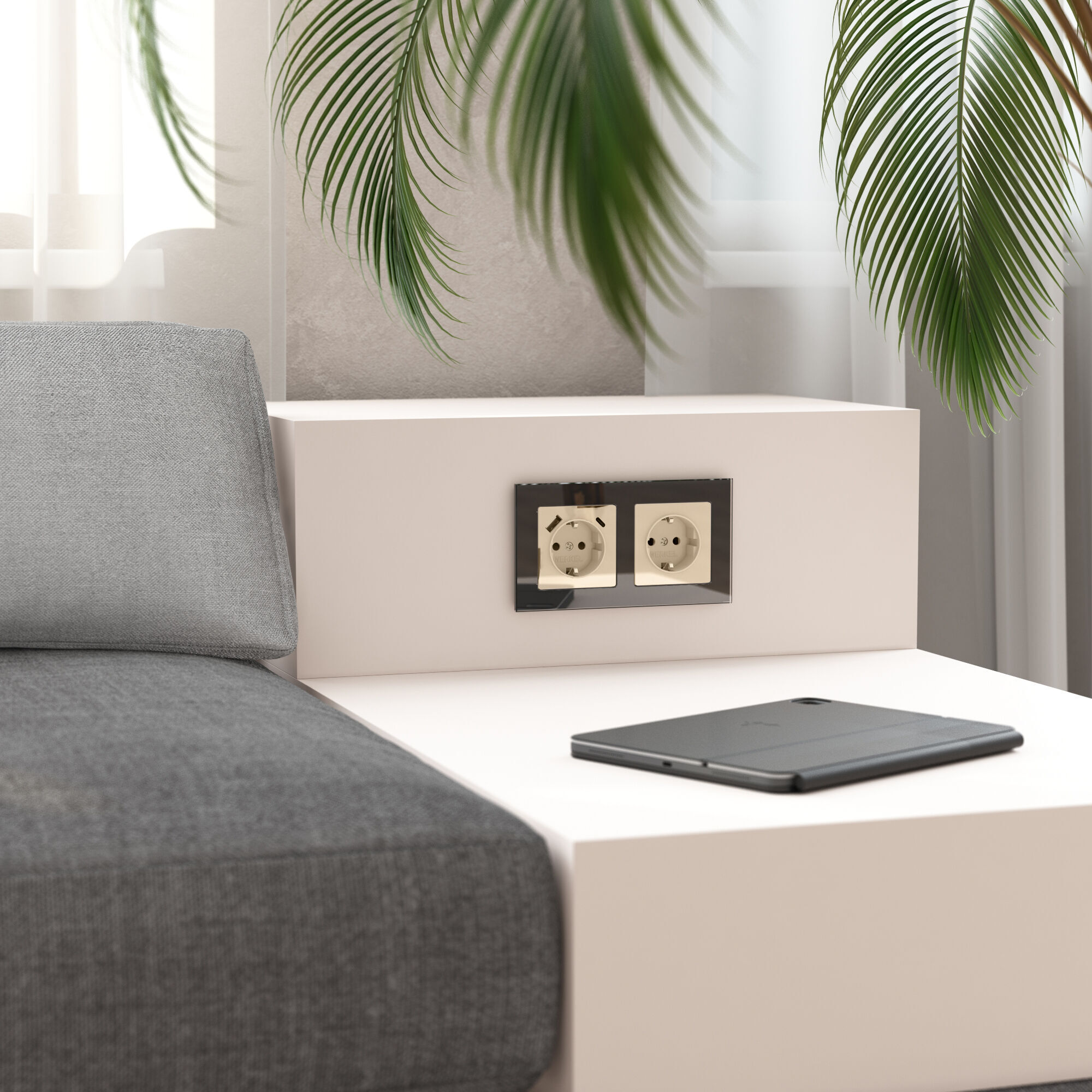 Розетка с заземлением и шторками Werkel a064061_WR