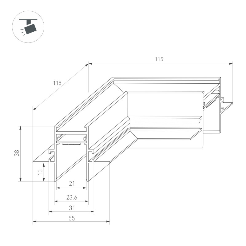 Коннектор Arlight MAG-TRACK-2538-FDW 034229_ARL
