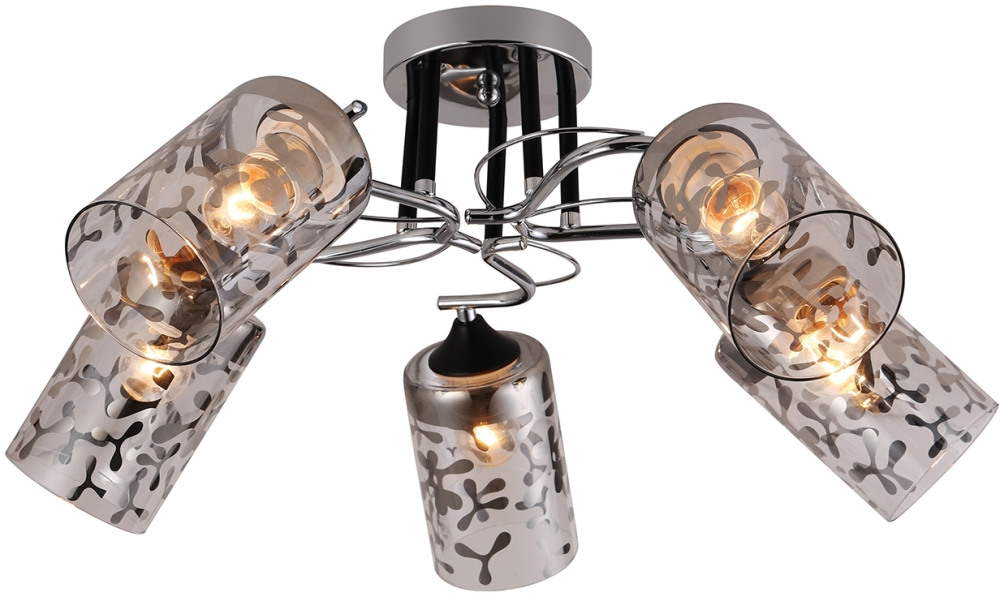 Люстра потолочная на штанге E27*60W Chrome/Black Escada 1141/5P_ESC