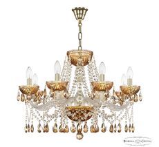 Хрустальная люстра Bohemia Ivele Crystal 5413/8/240 G Amber/M-1G K721_BI