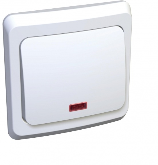 Выключатель встраиваемый одноклавишный с подсветкой (белый) Systeme Electric KC10-002B