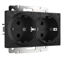 Розетка двойная с заземлением (черный) Hummer a052050_WR