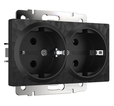 Розетка двойная с заземлением (черный) Hummer a052050_WR