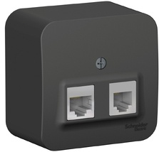 Розетка накладная телефонная RJ-11 + Ethernet RJ-45 (антрацит) Systeme Electric BLNIA045116