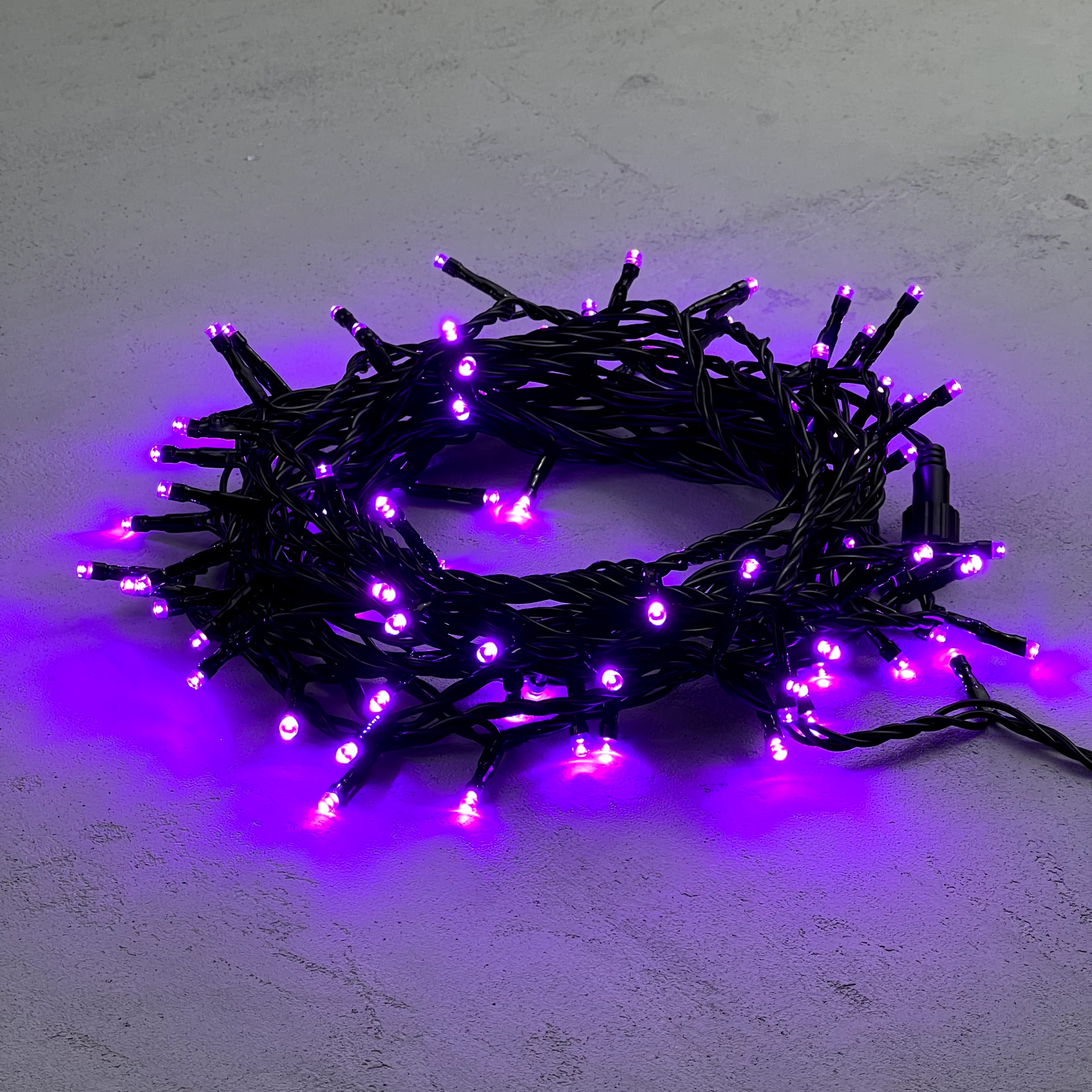 Гирлянда Нить 10м Пурпурная 24В, 100 LED, Провод Черный ПВХ, IP54 PST100-11-1PU