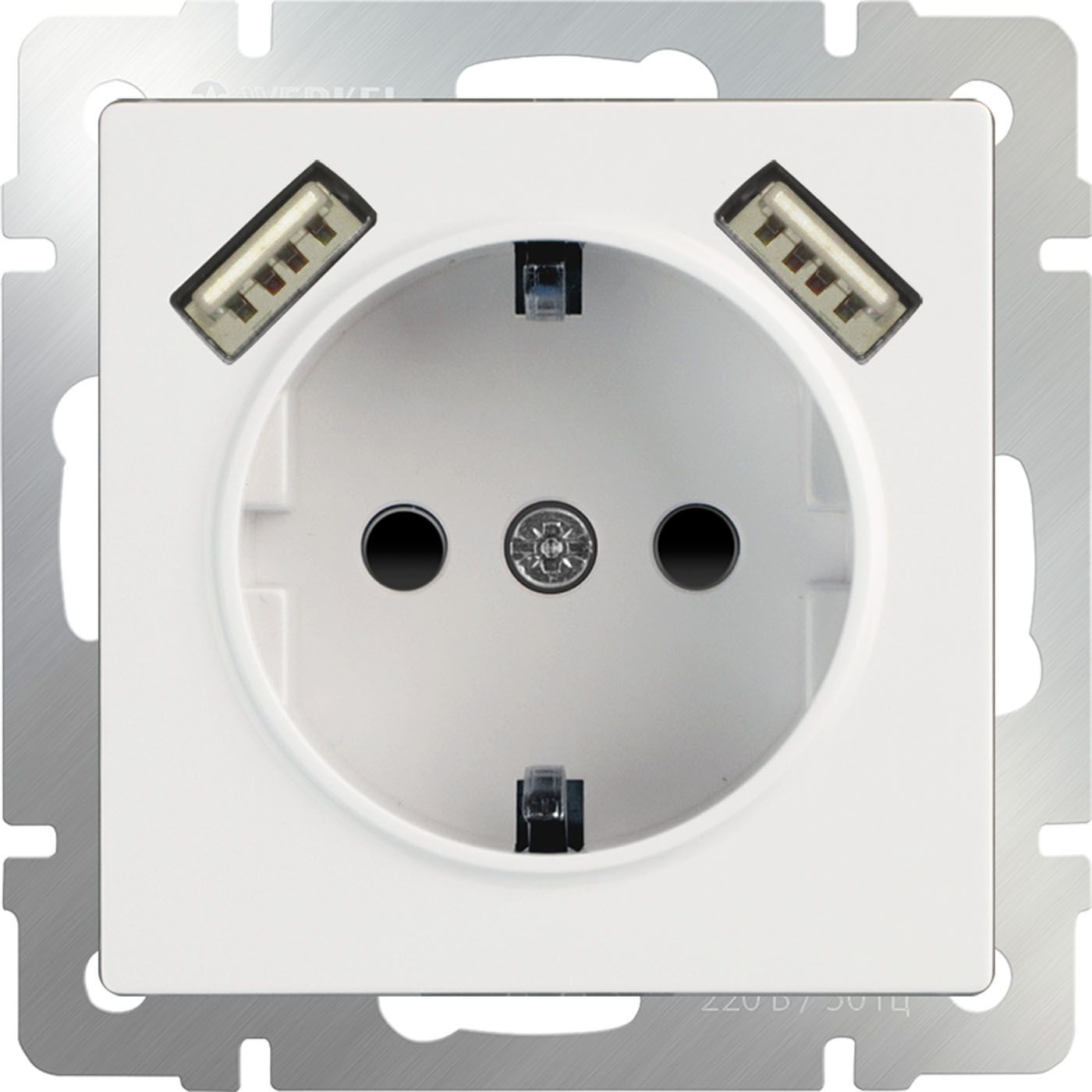 Розетка с заземлением, шторками и USBх2 Werkel WL01-SKGS-USBx2-IP20 a051141_WR