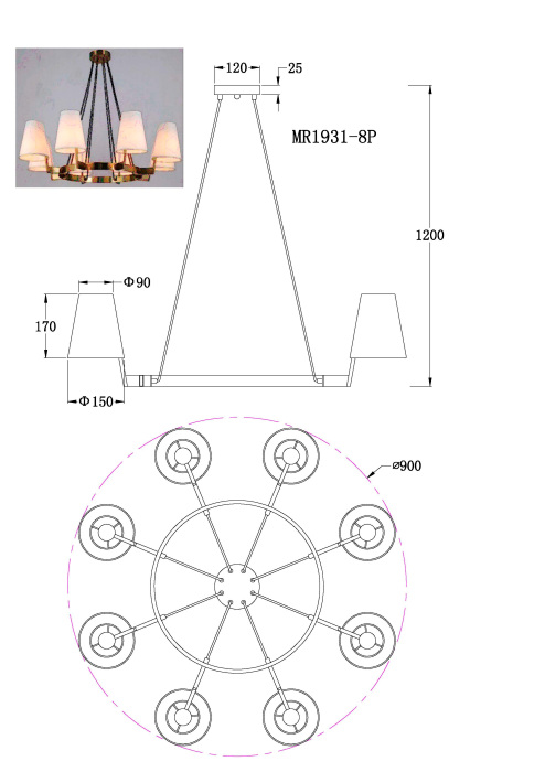 Подвесная люстра MyFar Aurora MR1931-8P