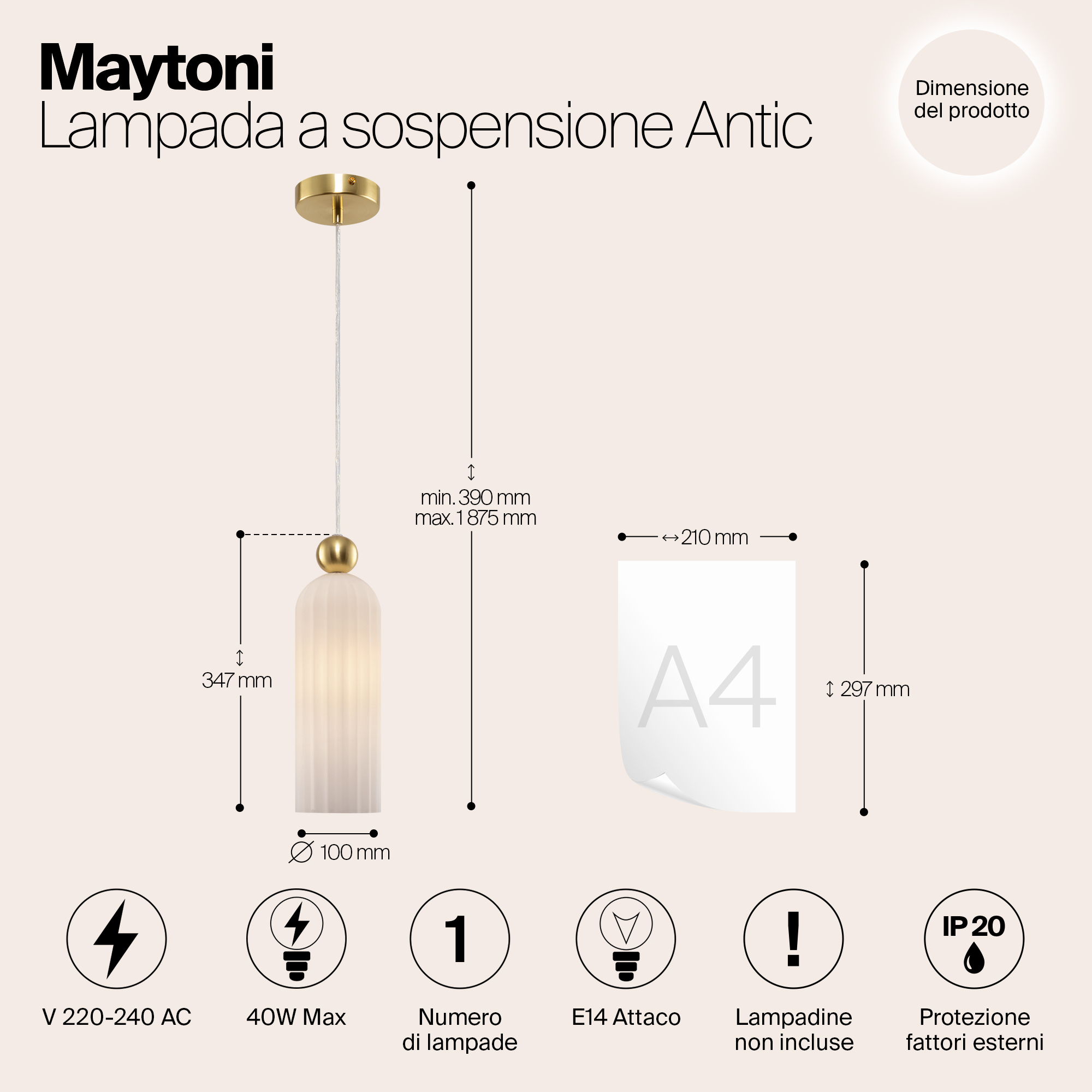 Подвесной светильник Maytoni Antic MOD302PL-01W_MY