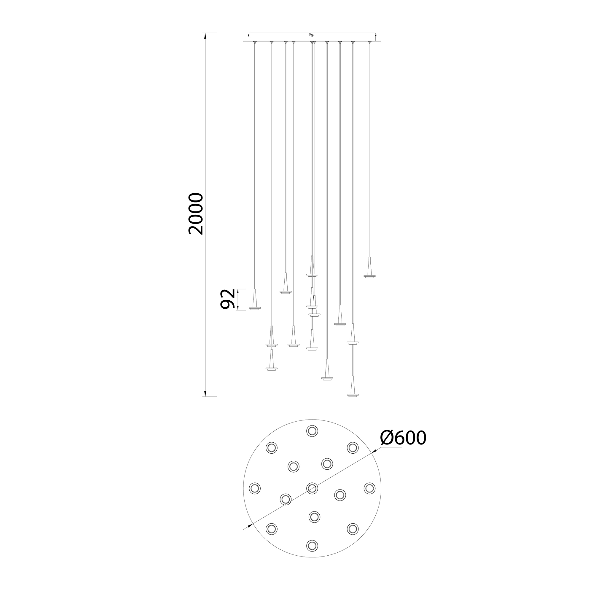 Подвесная люстра MANTRA ANDROMEDA 8935+14PL_MN
