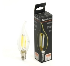 Лампа светодиодная филамент C35T свеча на ветру 6W 175-265V E14 2700К Feron 51262_FR