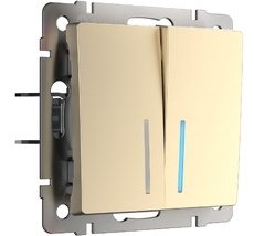 Выключатель двухклавишный с подсветкой Werkel WL11-SW-2G-LED a050859_WR