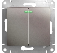 Выключатель встраиваемый двухклавишный с подсветкой (платина) Systeme Electric GSL001253