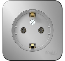 Розетка накладная с заземлением (алюминий) Systeme Electric BLNRA110113