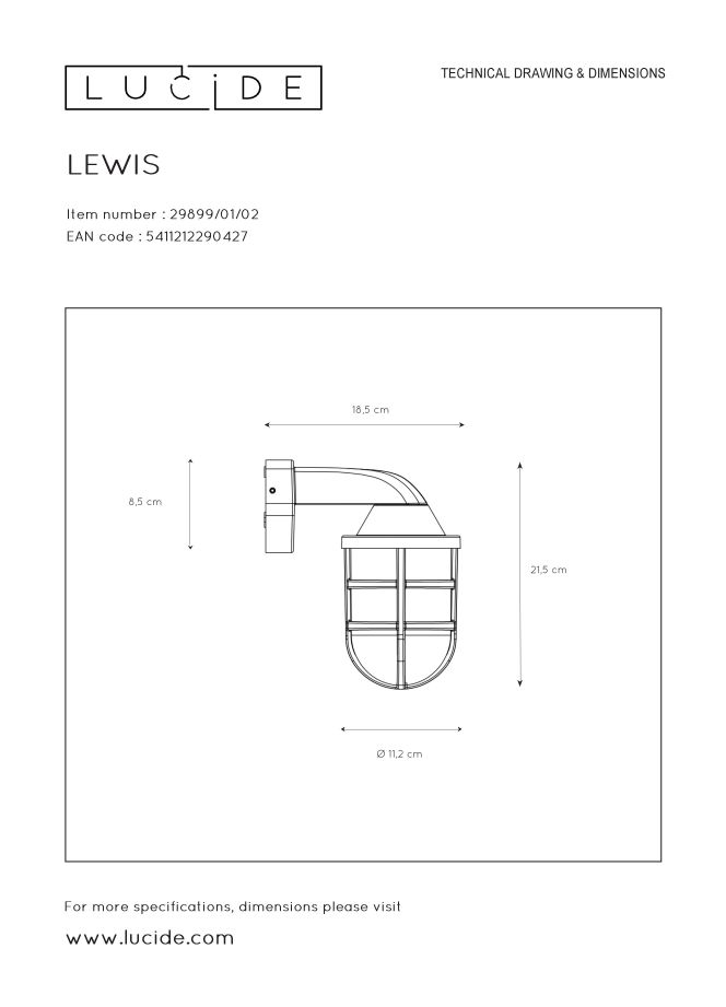 Уличный настенный светильник LEWIS 29899/01/02
