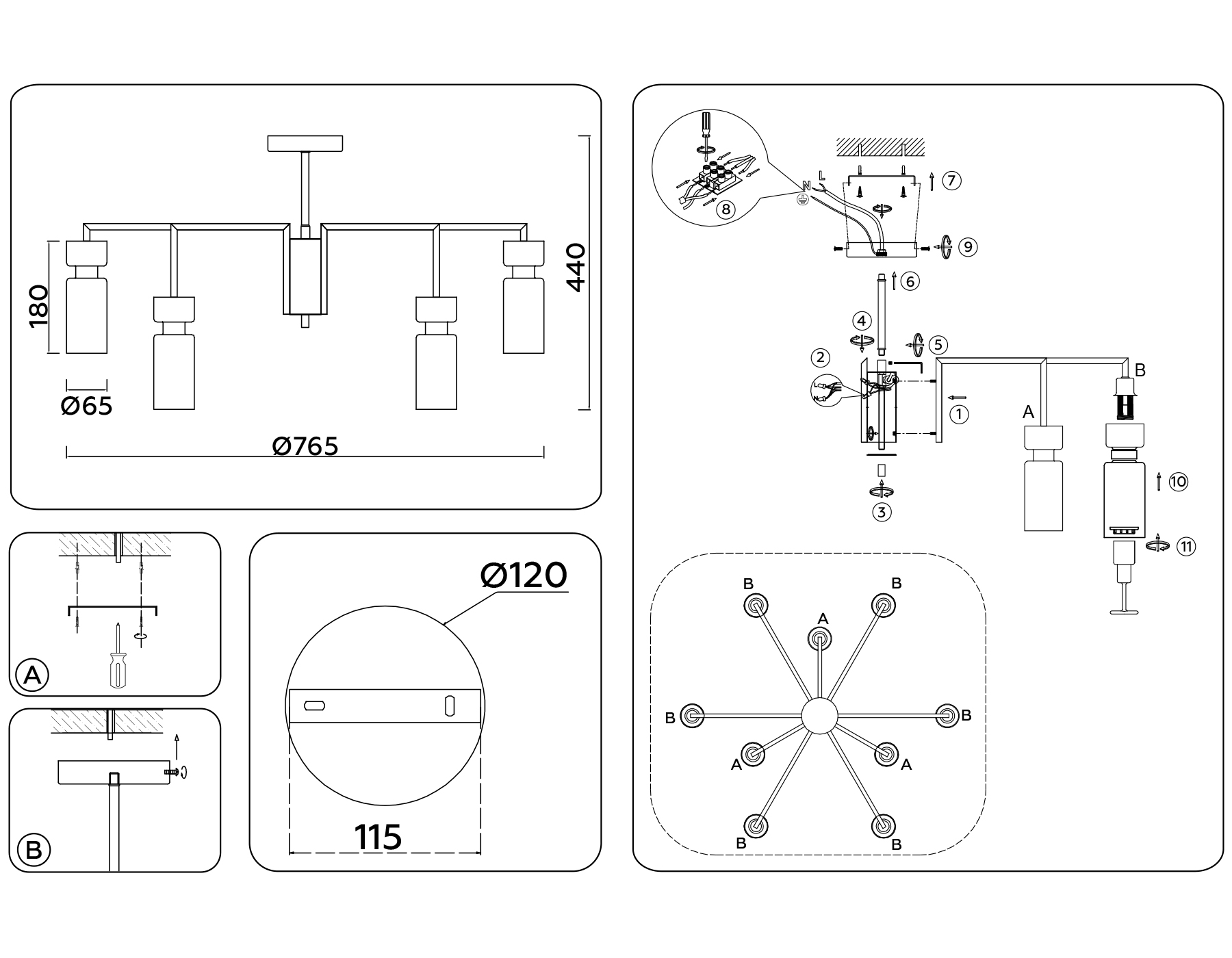 Потолочная люстра на штнаге Ambrella Light Heigh Light HIGH LIGHT LH56128_AMB