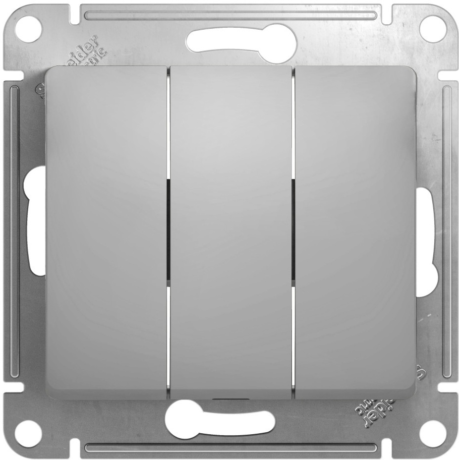 Выключатель встраиваемый трехклавишный (алюминий) Systeme Electric GSL000331