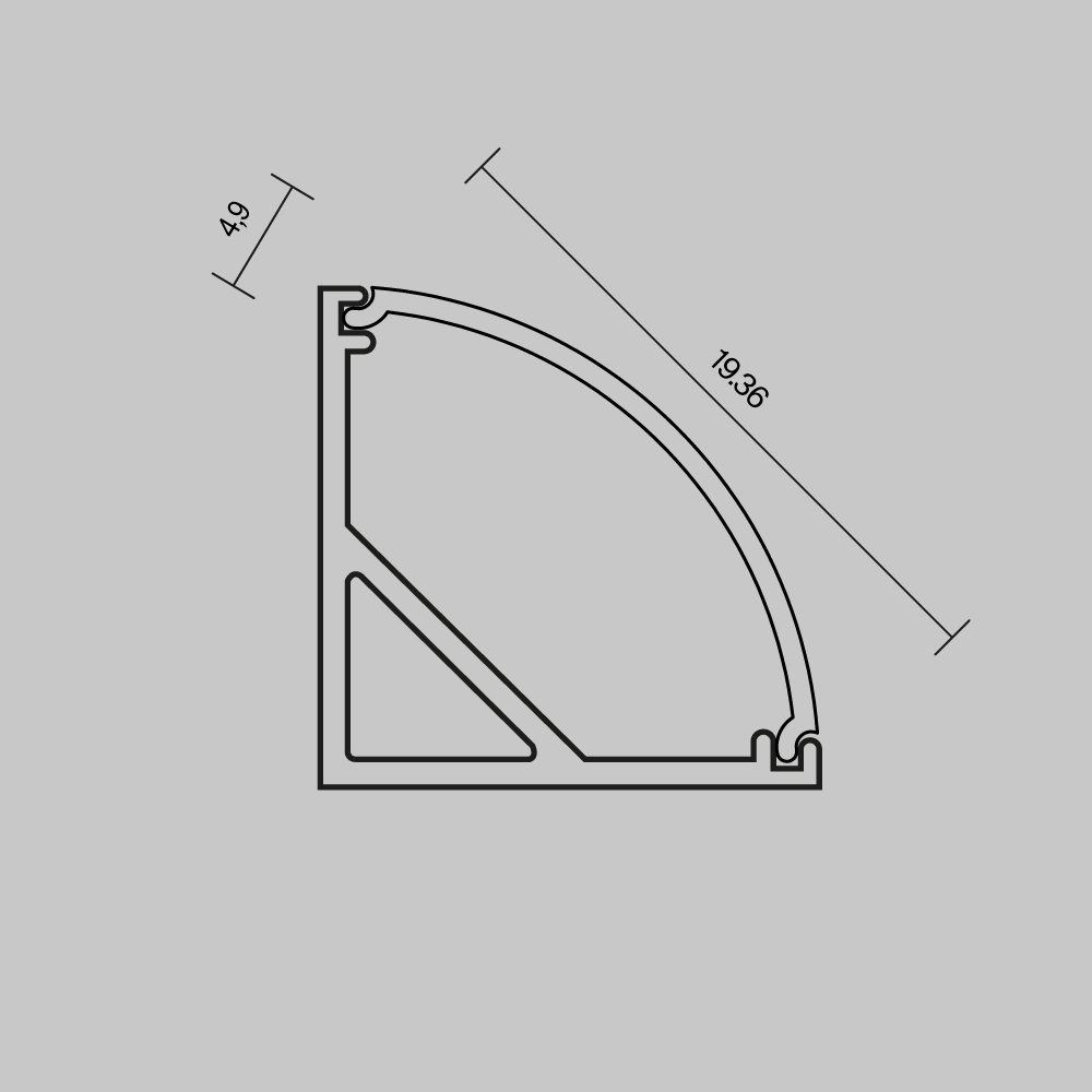 Рассеиватель для профиля 16?16 (Дуга, Чёрный, 2 м), ALM-1616R-B-DF-2M 642027 Maytoni 642027_MY