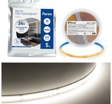 Светодиодная COB лента 512SMD(2110)/м 12Вт/м 24V 4000К Feron 48969_FR