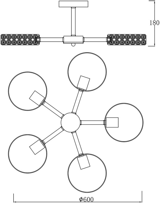 Потолочная люстра на штанге Escada 679/5P Black_ESC