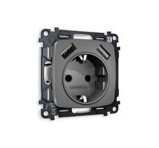 Розетка Ambrella Volt OMEGA 2USB A+A 18W быстрая зарядка с заземлением и шторками 2P+E 16A-250V QUANT MO659010_AMB