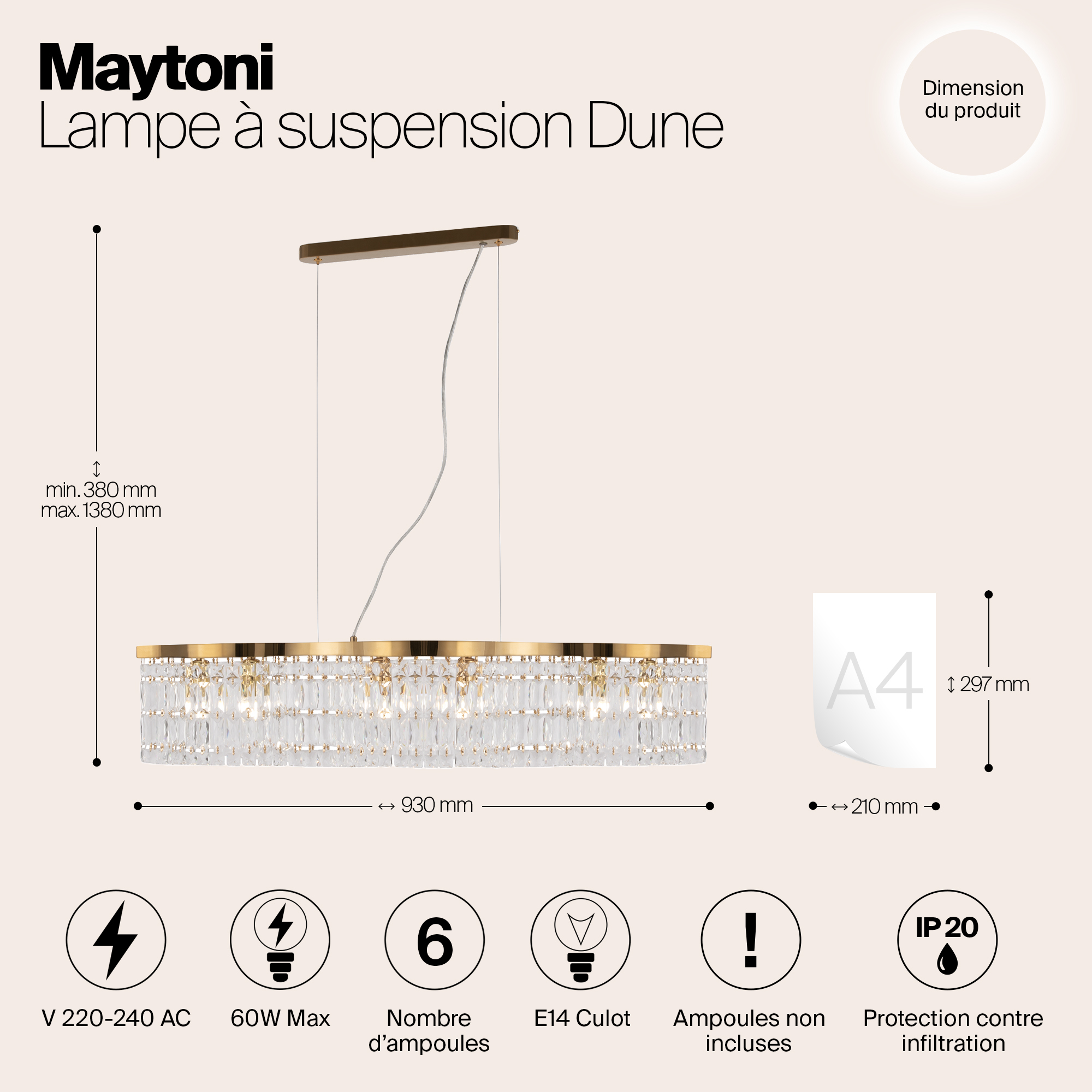 Подвесной светильник Maytoni Dune DIA005PL-06G_MY
