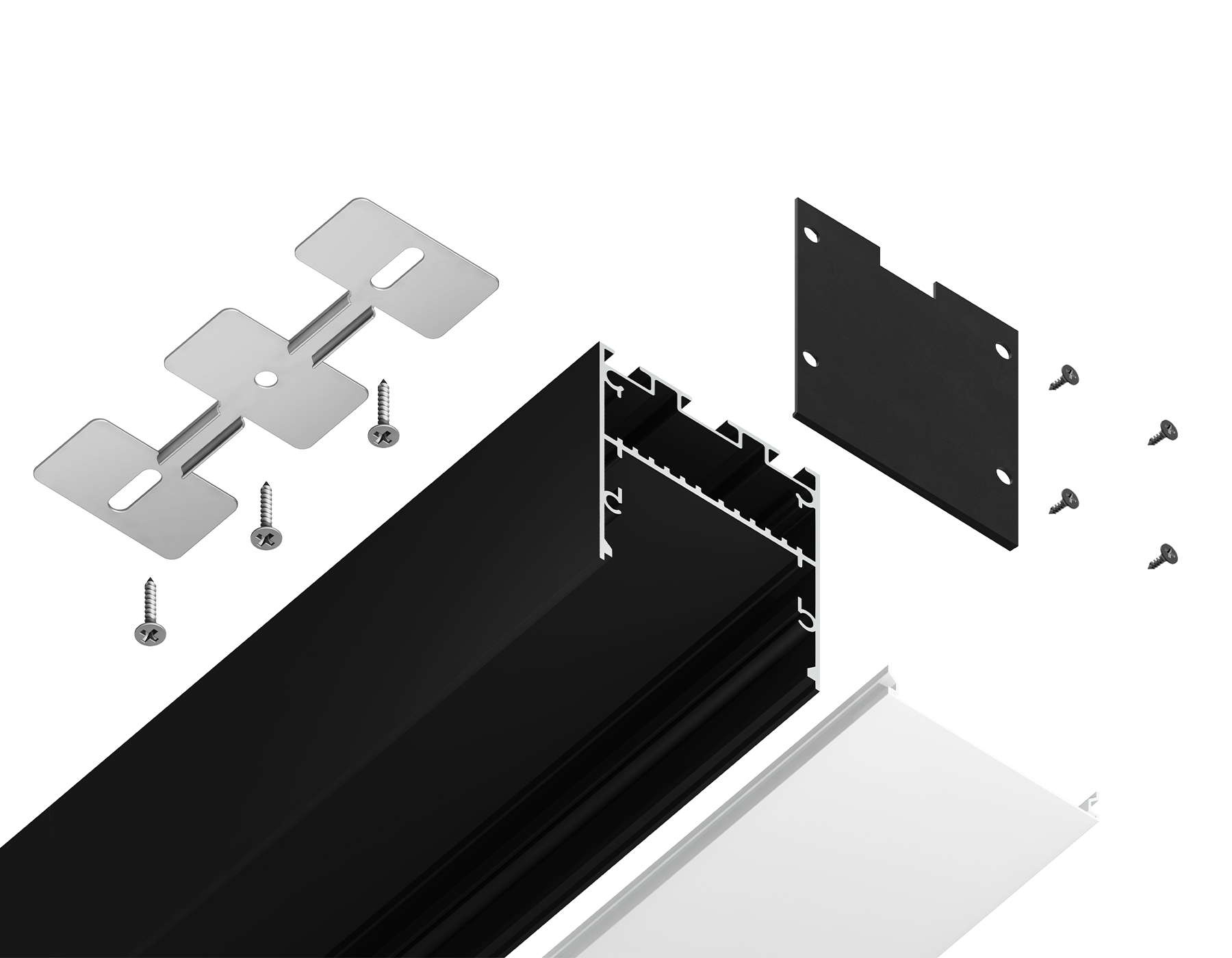Алюминиевый профиль накладной/подвесной Profile System для ленты до 33,4мм Ambrella Light ILLUMINATION GP3050BK_AMB