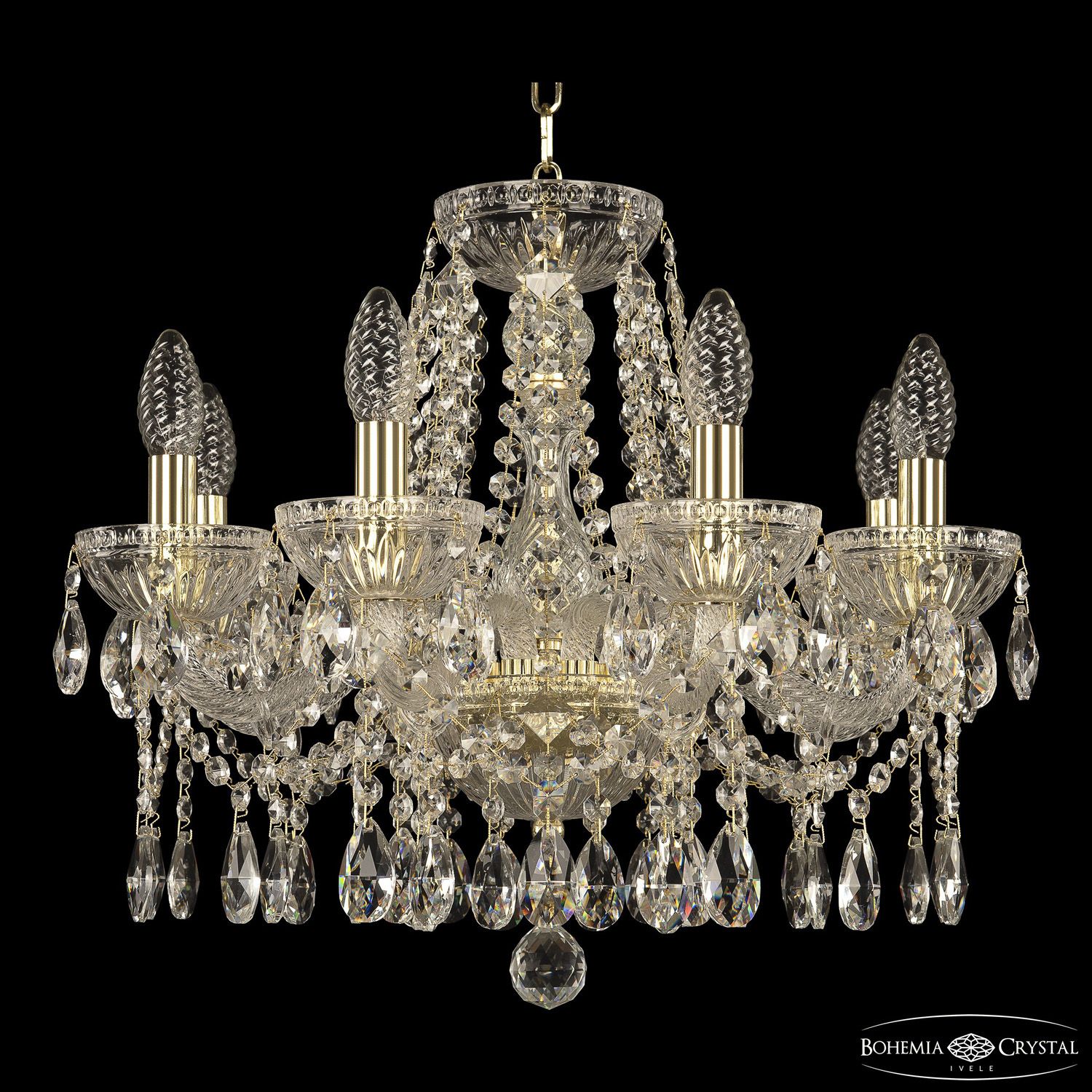 Хрустальная люстра Bohemia Ivele Crystal 5413/8/165 G Clear/M-1G_BI