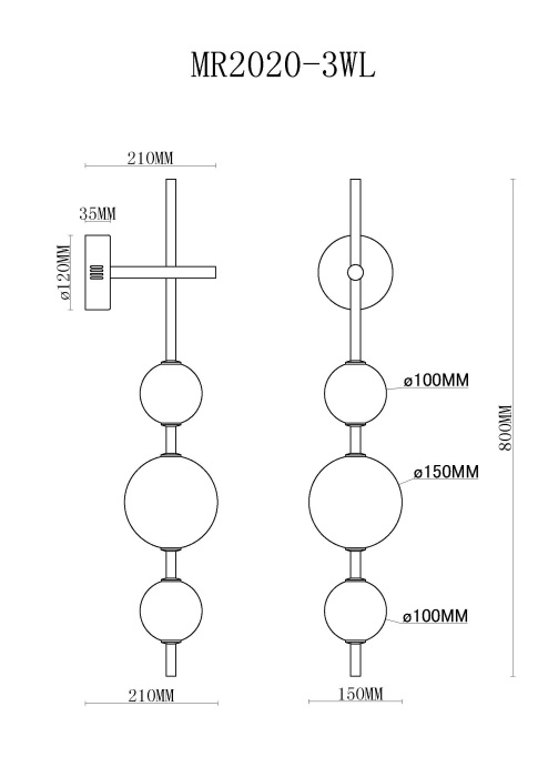 Настенный светильник MyFar Violla MR2020-3WL