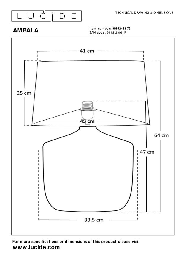 Настольная лампа Lucide AMBALA 10552/81/73