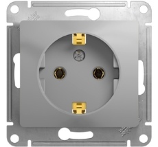 Розетка встраиваемая с заземлением (алюминий) Systeme Electric GSL000343