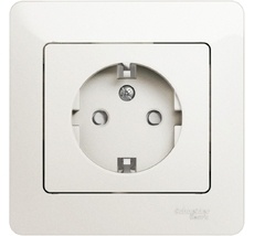 Розетка встраиваемая с заземлением и шторками (перламутровый) Systeme Electric GSL000644